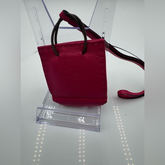 Authentic Hermes Sac Orange Bag Charm in Rose Mexico with Original Box - Picture 6 of 11